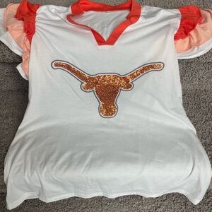 Sequins Longhorn ruffle sleeve top